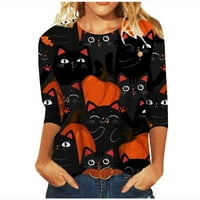 Ženski Halloween tiskarski pulover majica s rukom okruglog vrata
