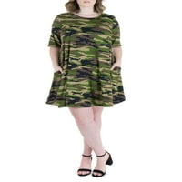 24seven udobnost odjeće za žene plus size camo print kratki rukavi s kratkim rukavima haljina majice