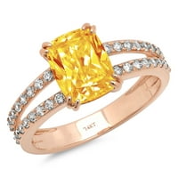 3. Dijamantni jastuk izrezan s prozirnim simuliranim dijamantom od ružičastog zlata od 18 karata s umetcima prsten