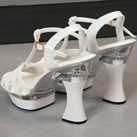 Eloshman Women Comfort potpetica komad blok sandala formalna moda cipele s visokim potpeticama vjenčanje bijela