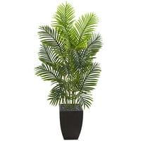 Gotovo prirodno 5,5 'raj Palm Umjetno stablo u Square Planter, zeleno