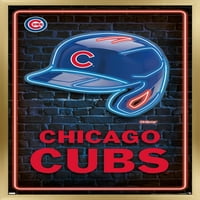 Chicago Cubs - neonska kaciga zidna plakata, 22.375 34 uokviren