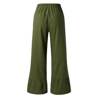 CaicJ Tweatpants Žene ženske ležerne gumbe za visoke struke leti ravne haljine za noge s džepnim vojskama zeleno,