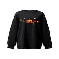 Ženska majica od flisa za Noć vještica, ležerni puloveri s dugim rukavima s printom kostura bundeve, šišmiša,