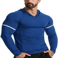 Muška zimska majica za trčanje, kompresijske majice s kapuljačom na vratu, jednobojni vrhovi s osnovnim slojem,