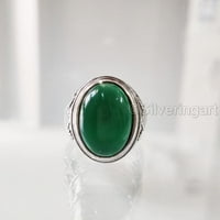 Muški prsten, prirodni zeleni oniks, Prosinački kamen, srebrni nakit, srebrni prsten, rođendanski poklon, teški