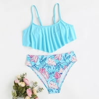 Ljetni kupaći kostim za djevojčice, sportski kupaći kostim za djevojčice, plavi kupaći kostim s cvjetnim printom,
