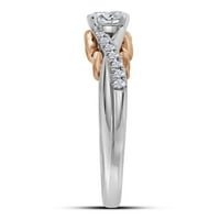 Veličina 8. - 14k bijelo ružičasto zlato s okruglim dijamantom za zaručnički zaručnički prsten
