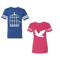 Majica u stilu ptičjeg kaveza za par u tonu pamučnog dresa s kontrastnim prugama na rukavima