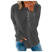 Ženski pulover Plus Size, Jednobojni Ženski Duksevi s dugim rukavima bez kapuljača, lagani ženski preveliki jesenski