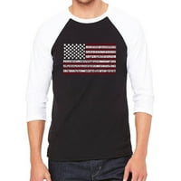 Muška raglan baseball riječ art majica - države USA zastave