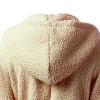 Ženski džemper s kapuljačom, Zimska topla vunena pamučna gornja odjeća s patentnim zatvaračem, jakna