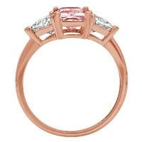 Prsten od tri kamena od ružičastog zlata 14k dijamantnog reza s imitacijom smaragda 2K $ 4.5
