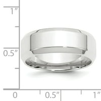 Zaručnički prsten od bijelog zlata od 14 karata s kosim rubom, veličine 8. WBEC080