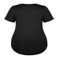 Žene plus veličine vrhovi kratki rukavi V vrat tunične vrhove casual labave majice bluze s džepovima