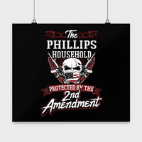 Poster s prezimenom Phillips-domaćinstvo zaštićeno 2. drugim amandmanom-personalizirani pokloni za ljubitelje