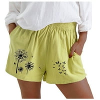 Opuštene Ležerne Ženske kratke hlače s printom u donjem rublju, elastične hlače u struku, pamučne ljetne lanene