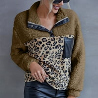 Ženske zimske jakne, jesenski modni kaput s otvorenim prednjim dijelom, gornja odjeća s leopard printom, rever