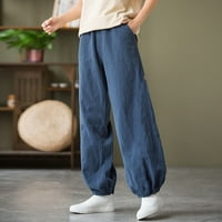 Ljetne hlače za žene, modne rastezljive prozračne hlače s džepovima i labavim strukom