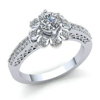 Pravi 0,75CTW okrugli rezani dijamantni ženski zaručnički prsten za zaručnički prstena