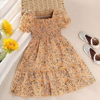 Ležerna haljina za djevojčice ljetna haljina s okruglim vratom kratkih rukava cvjetni Print jednobojna haljina