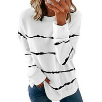Ženski vrhovi modna bluza s dugim rukavima grafički otisci Žene ljetne posade majice majice tunika bijela 5xl