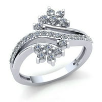 0,33 karatni okrugli dijamant, ženski personalizirani zaručnički prsten za godišnjicu braka s cvijetom od 10 karatnog