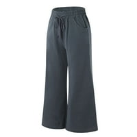 Ženske Ležerne jednobojne široke pamučne hlače s vezicama, tajice s džepovima