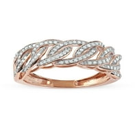 Muški prsten od 14 karatnog dijamanta od 10 karatnog ružičastog zlata s kubanskom vezom
