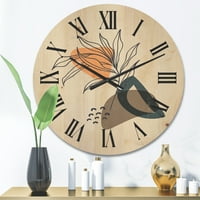 Dizajnerska umjetnost minimalistički oblici sa starinskom biljkom moderni drveni zidni sat