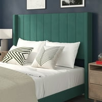 Luksuzni namještaj krevet na platformi s presvlakom od tkanine smaragdni baršun