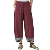 Ženske hlače Žene povremene pamučne posteljine Čvrsta patchwork nepravilna labava hlače hlače Sweatpants Žene