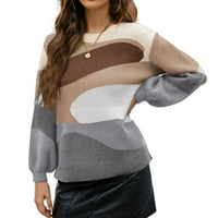 Ženski Casual džemper s okruglim vratom u kontrastnoj boji, Casual džemper sa spojem, jesen / zima svestrani pulover