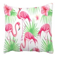 Cvijeće palmino lišće flaminga na bijelom krevetu dekor jastučnice s patentnim zatvaračem veličina jastučnice