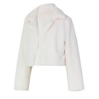 Zimski kaputi za žene jesenska Moda elegantna topla jednobojna ošišana jakna od flisa s otvorenim prednjim dijelom