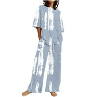 Ženska odijela modna odijela ženska ležerna ljetna majica s kratkim rukavima i dugim hlačama s printom udoban