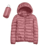 Zimski kaputi za žene, zimska Najlonska jednobojna jakna s okruglim vratom i dugim rukavima, ružičasti kaput u