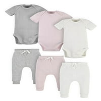 Moderni trenuci Gerber Baby Bodysuits & hlače set, 6 komada, novorođenčad