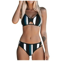 Ženski dvodijelni kupaći kostim, bikini, kupaći kostim na plaži s izrezima i prugastim printom, kupaći kostimi