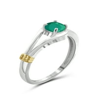Nakit klub smaragdni prsten nakit od prirodnog kamena-Smaragd od 0 karata, dvobojni prsten od sterling srebra