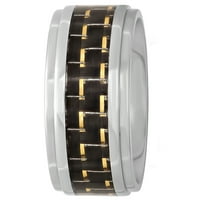 Muški zaručnički prsten od karbonskih vlakana u Crnoj i zlatnoj boji od nehrđajućeg čelika-muški prsten