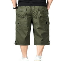 2 muške teretne Capri hlače s elastičnim strukom, široke ošišane hlače, Ležerne sportske hlače za planinarenje,