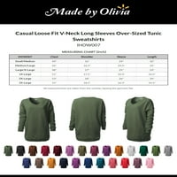 Napravio Olivia ženske ležerne predimenzionirane labave fit v-izrezice puloverske dukseve tunike padne odjeće