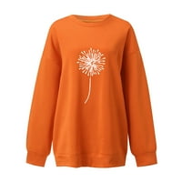 Moonker narančasti boodie kapuljača džemperi za žene dukserica labavi okrugli vrat dugi rukavi ležerni labavi