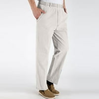 Muške hlače muške Ležerne lanene hlače s elastičnim pojasom i vezicama Duge hlače hlače za muškarce
