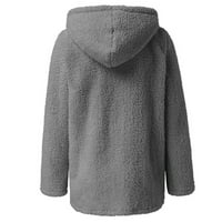 Ženski jesensko-zimski topli plišani kaput s kapuljačom, debeli kardigan s patentnim zatvaračem dugih rukava
