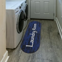 Prostirka za pranje rublja s Neklizajućom gumenom oblogom i natpisom za praonicu rublja, ovalna, 20 59, crno-plava