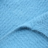 Hunpta ženska modna solidna seksi v-izreza čipkana vitka dugih rukava pleteni kratki džemper