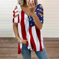 Ženske ljetne bluze u donjem dijelu ramena, majice kratkih rukava, puloveri običnog kroja, majice s printom američke