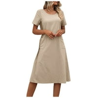 Ljetna haljina ženska moda labava ležerna solidna boja Okrugli vrat kratka rukava kratka ruka